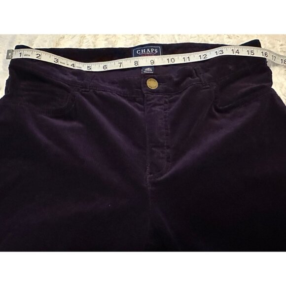Chaps Denim Dark Purple Velvet Mid-Rise Pants Cotton Blend Women's Size 10 - Picture 7 of 14